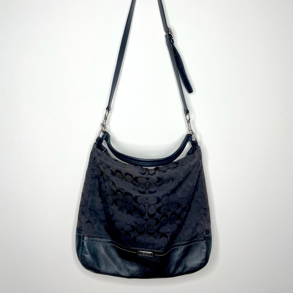 Coach Handbags - COACH large black on black monogram crossbody bag